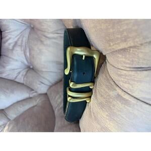 VTG 90s Brighton Belt Triple Buckle Gold Whimsigoth Genuine Leather Gold Small